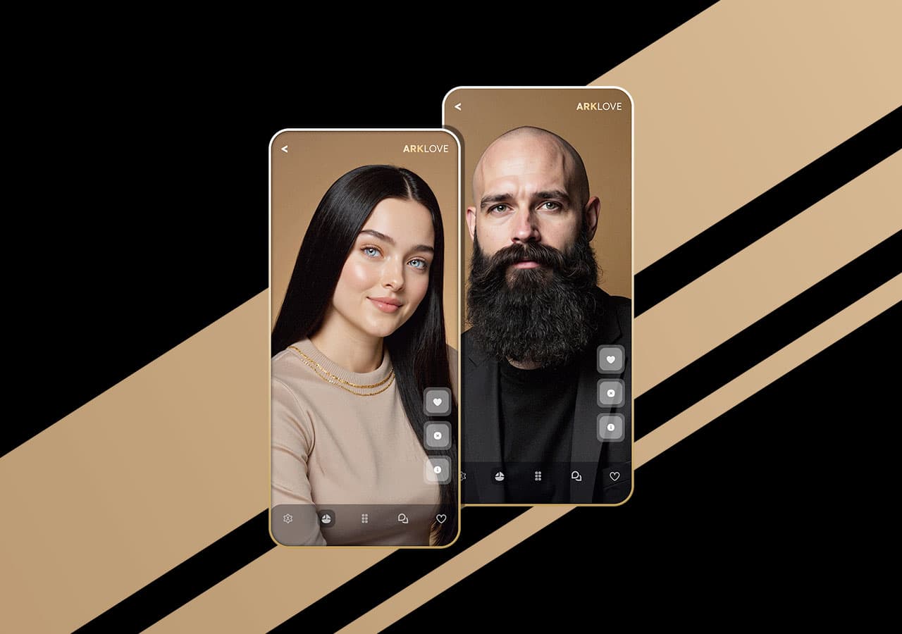 ArkLove app interface showing profile cards