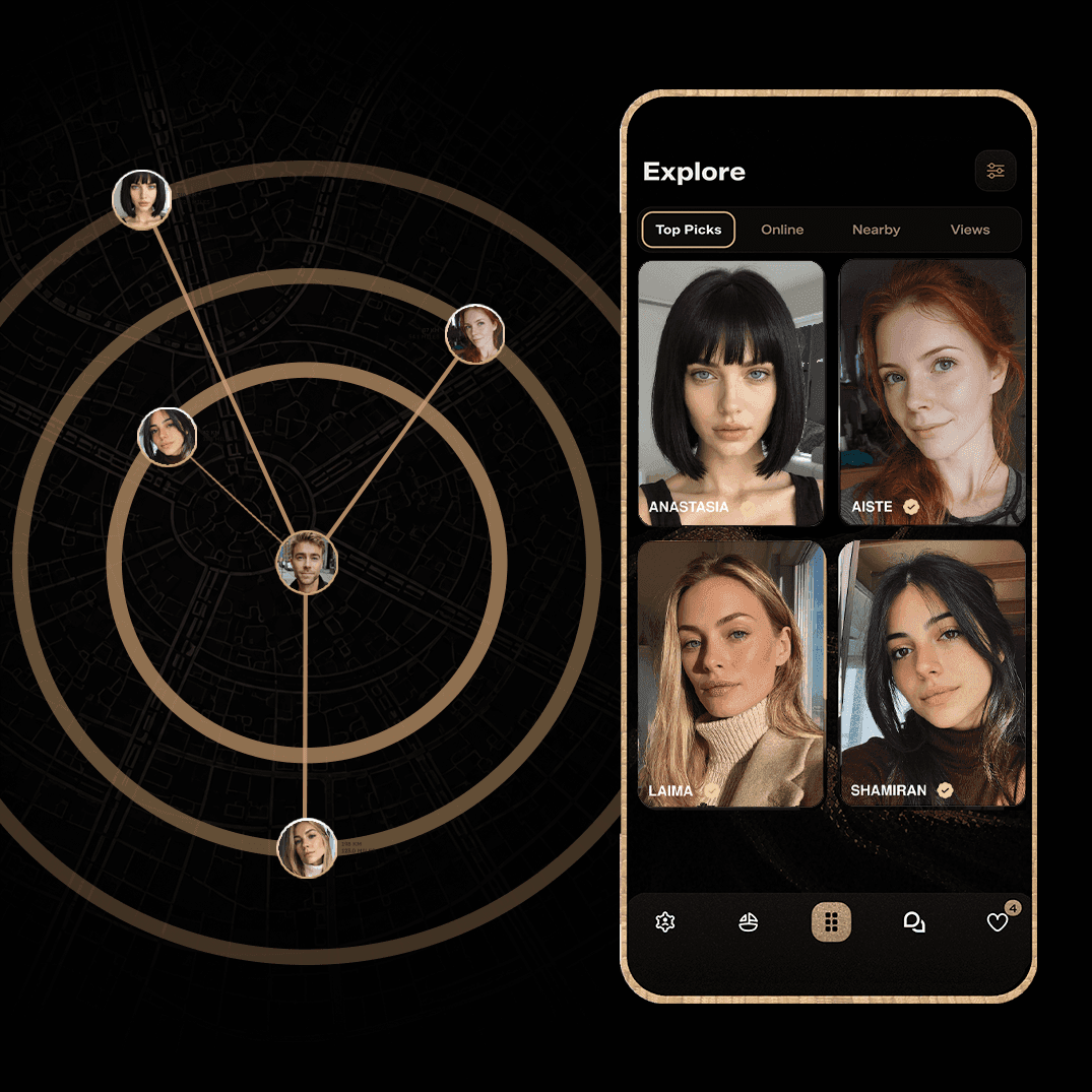 Explore showing nearby and online members